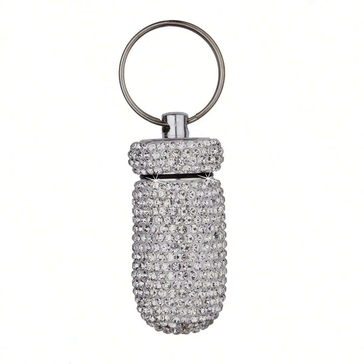 Waterproof Rhinestone Keychain Pill Holder Case