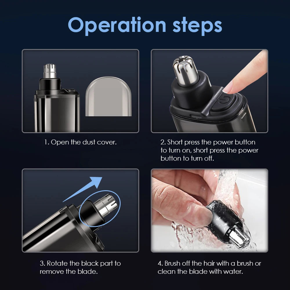 Electric Rechargeable Painless Nose and Ear Hair Trimmer