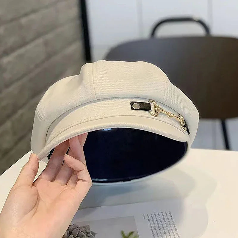 Women's Lightweight Newsboy Cap Adjustable Metal Buckle Hat - 14