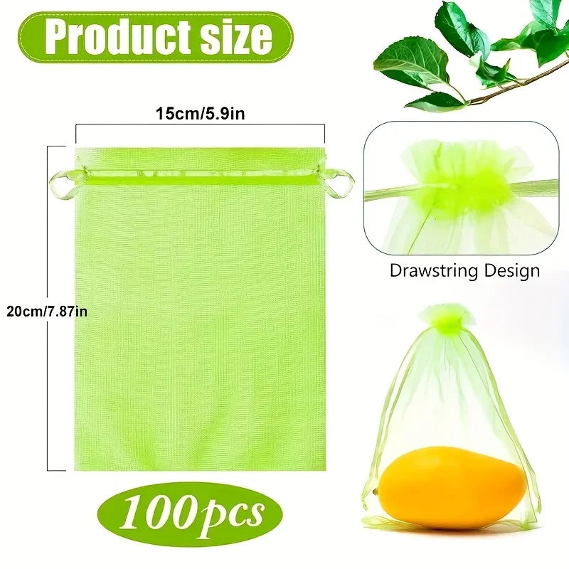 100Pcs Fruit Protection Bags Mesh Garden Barrier for Pest Control - 13