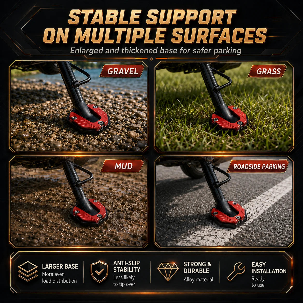 Motorcycle Kickstand Support Pad for Stable Parking - 8
