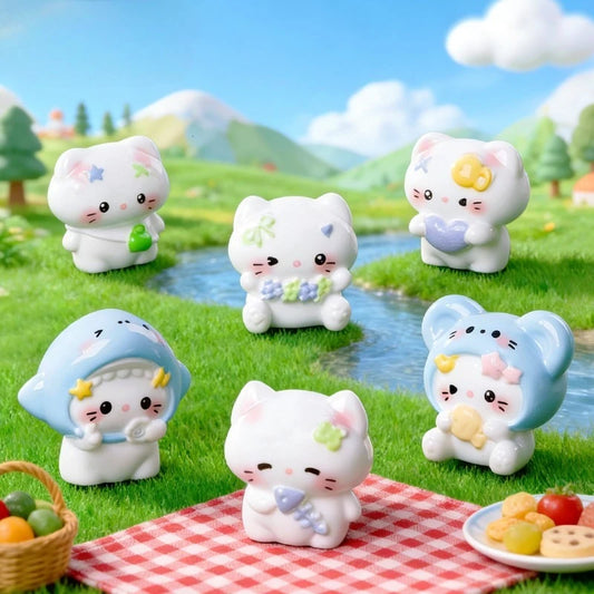Cute Kawaii Cat Miniature Figurines for Car Dashboard and Desk Decor
