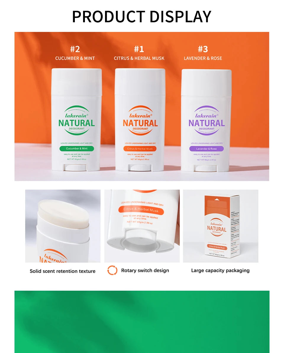 Long-Lasting Natural Solid Deodorant Stick for Freshness - 19