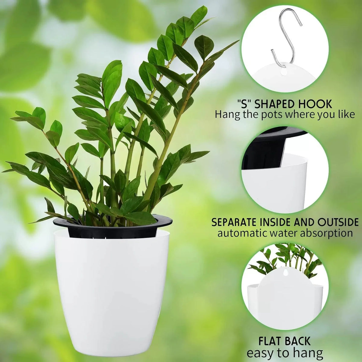 Self-Watering Hanging Wall Planter for Indoor Plants