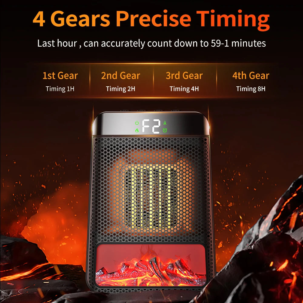 Portable Electric Space Heater with Ambient Flame Light