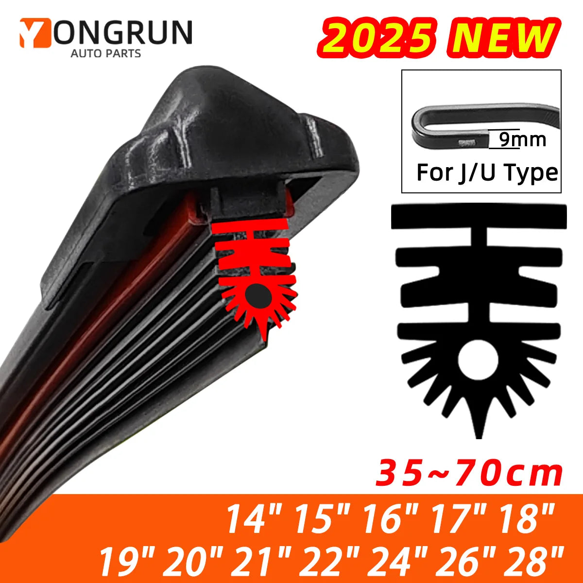 Premium 11 Layer Rubber Wiper Blade Universal J Hook Car Windshield Wipers