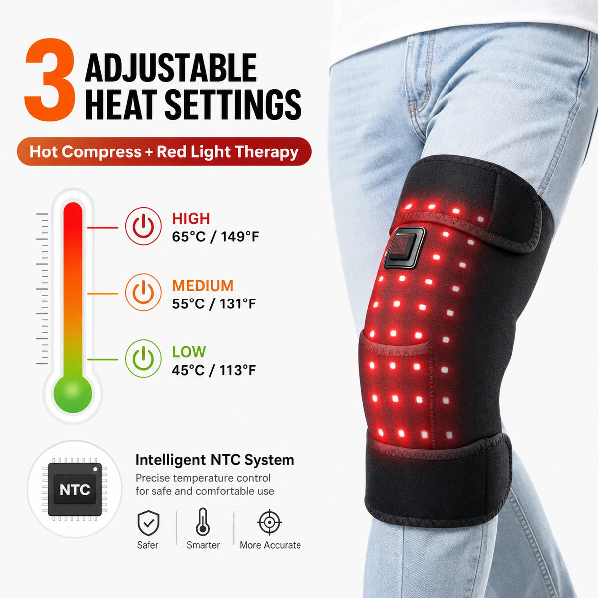 Heated Red Light Therapy Knee Brace for Joint and Muscle Relief