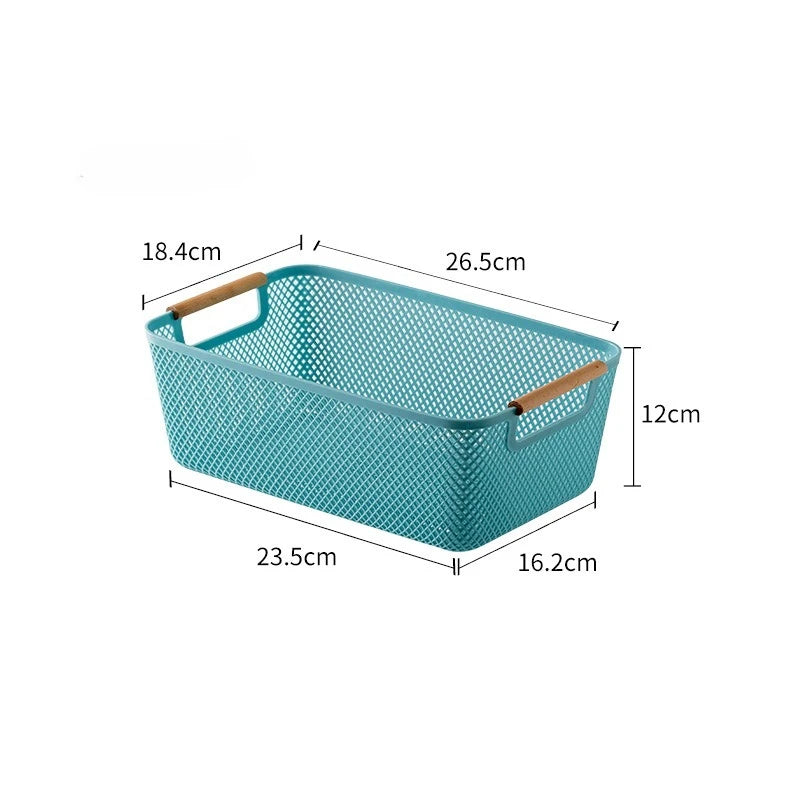 Multi-Purpose Hollow Storage Basket with Wood Handles