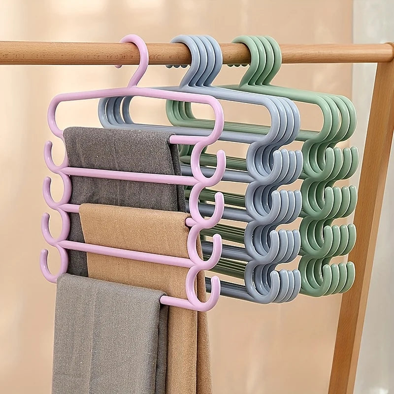 5-Layer Space Saving Pants and Scarf Storage Hanger - 1