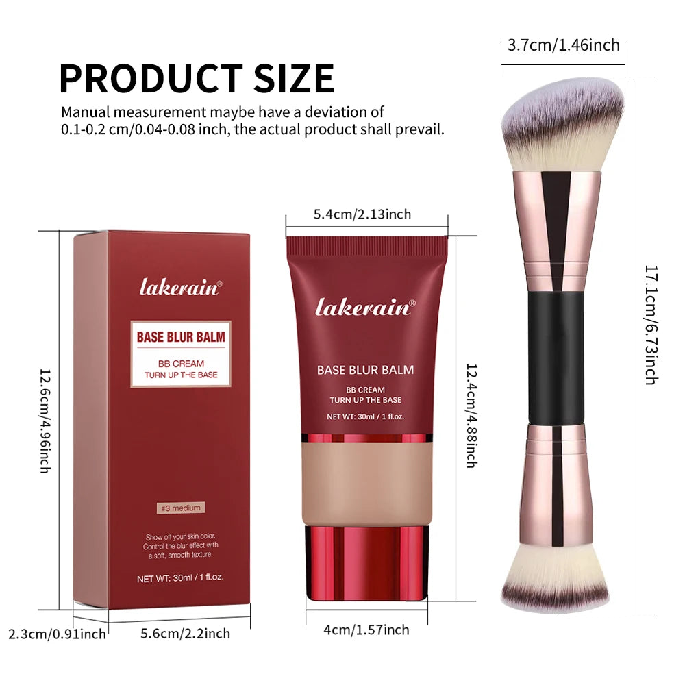 Matte Foundation Balm and Dual-Ended Makeup Brush Set - 6