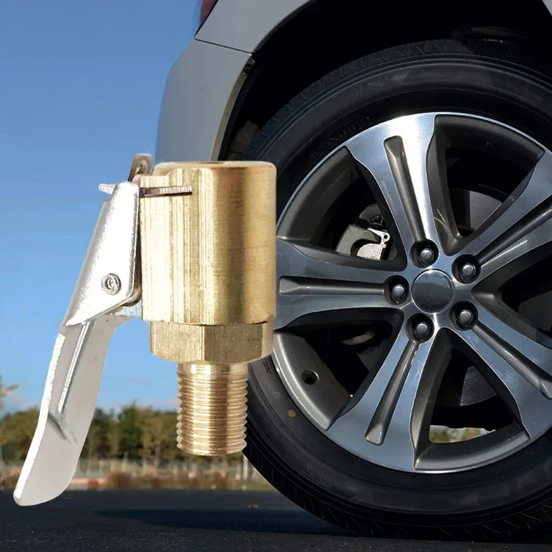 Brass Locking Tire Air Chuck Clip Adapter for Car and Bike