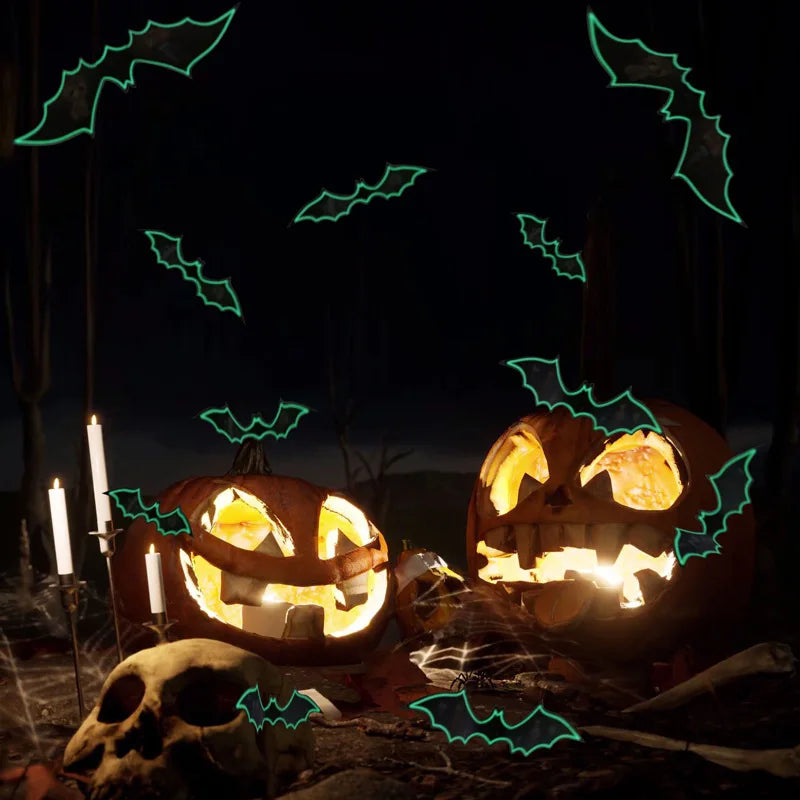 3D Luminous Halloween Bat Wall Decals for Spooky Party Decor