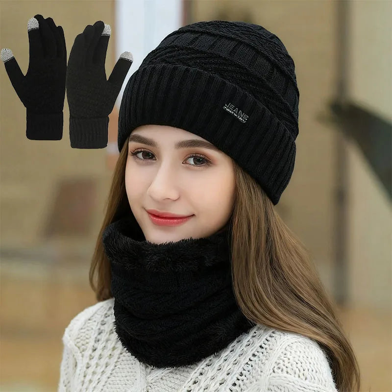 Women's Winter Thermal Hat, Scarf, and Glove Set