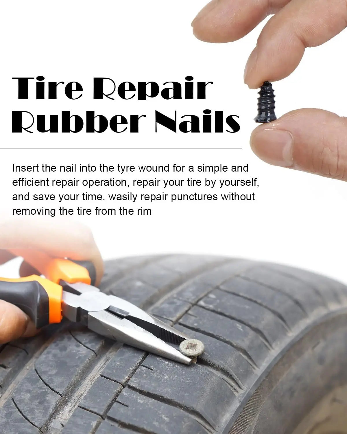 Emergency Tubeless Tire Repair Kit with T-Handle Tools