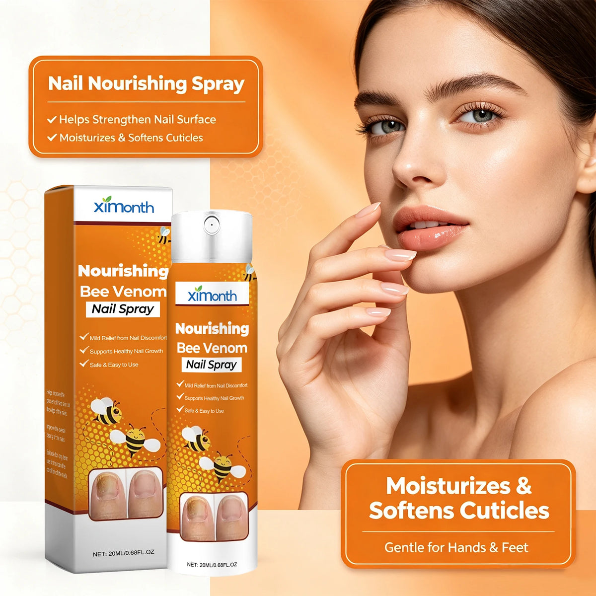 Bee Venom Nourishing Nail Spray for Brittle and Discolored Nails