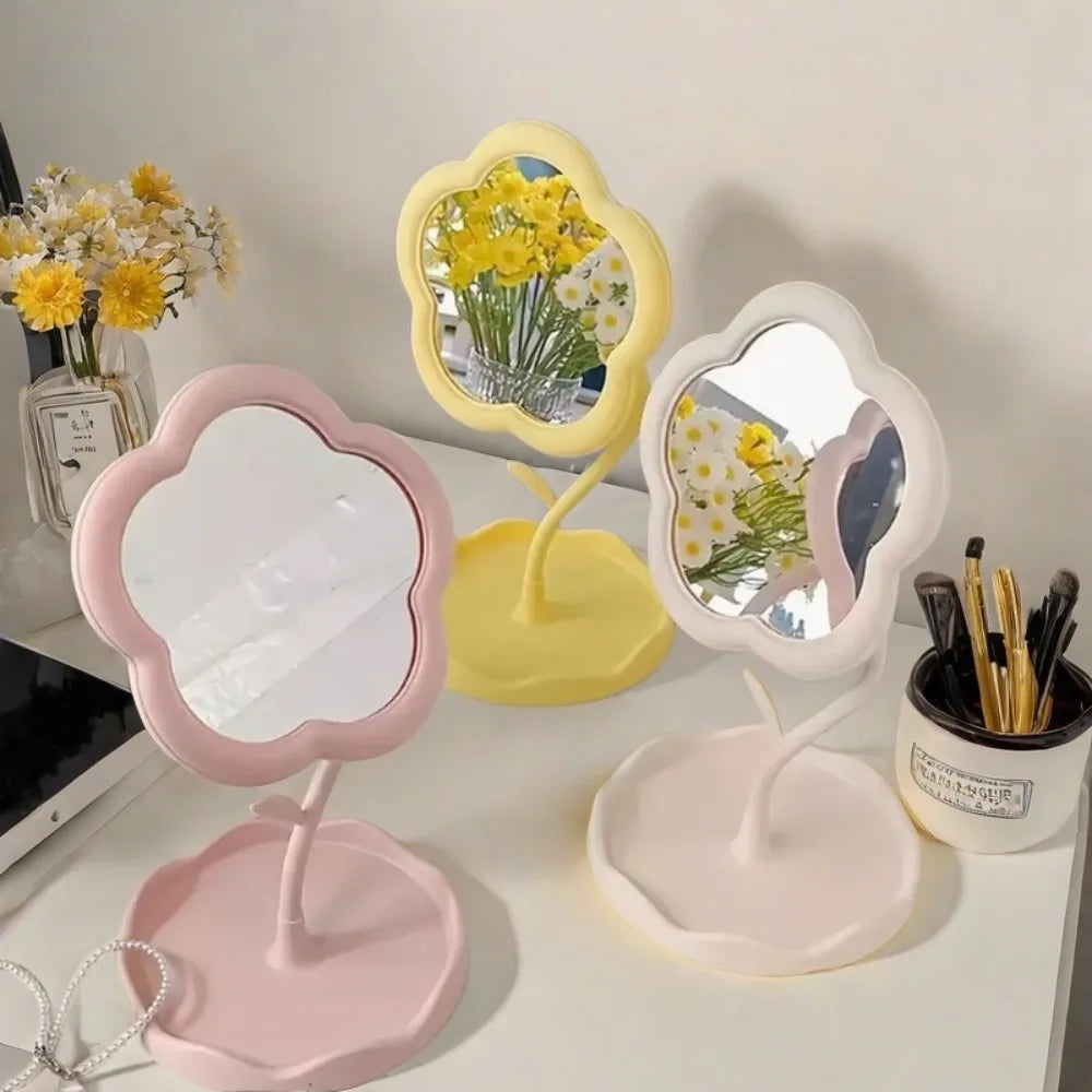 Sunflower Vanity Makeup Mirror with Storage Tray Desktop Swivel Mirror - 1