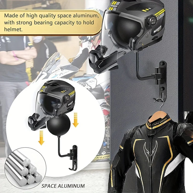 Adjustable Wall-Mounted Helmet Holder and Storage Rack