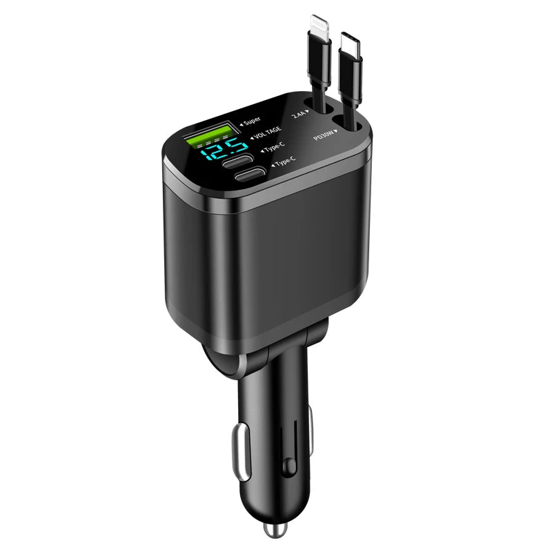 5-in-1 Fast Charging Retractable Car Charger