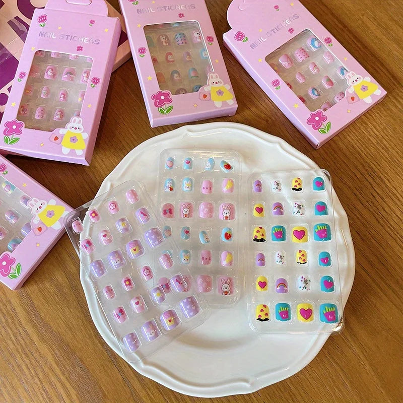 Cute Cartoon Press-On Nails for Kids