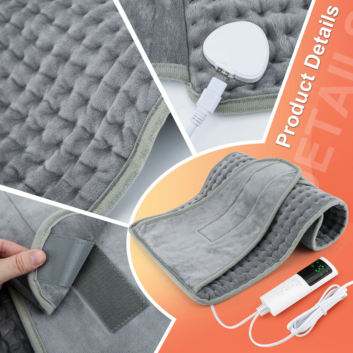 Electric Heating Pad Wrap for Back and Abdomen Pain Relief