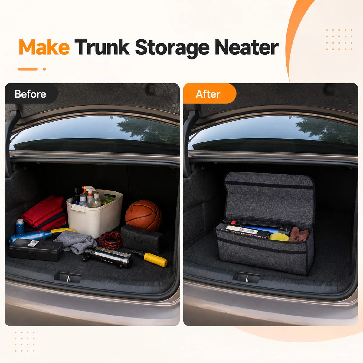 Foldable Felt Car Trunk Organizer and Storage Box