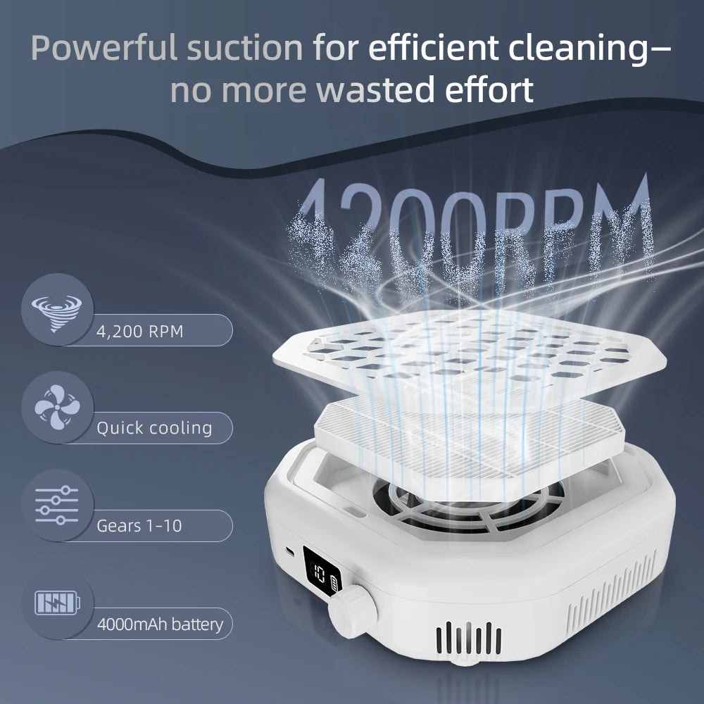 Cordless Rechargeable Nail Dust Collector with Powerful Suction - 5