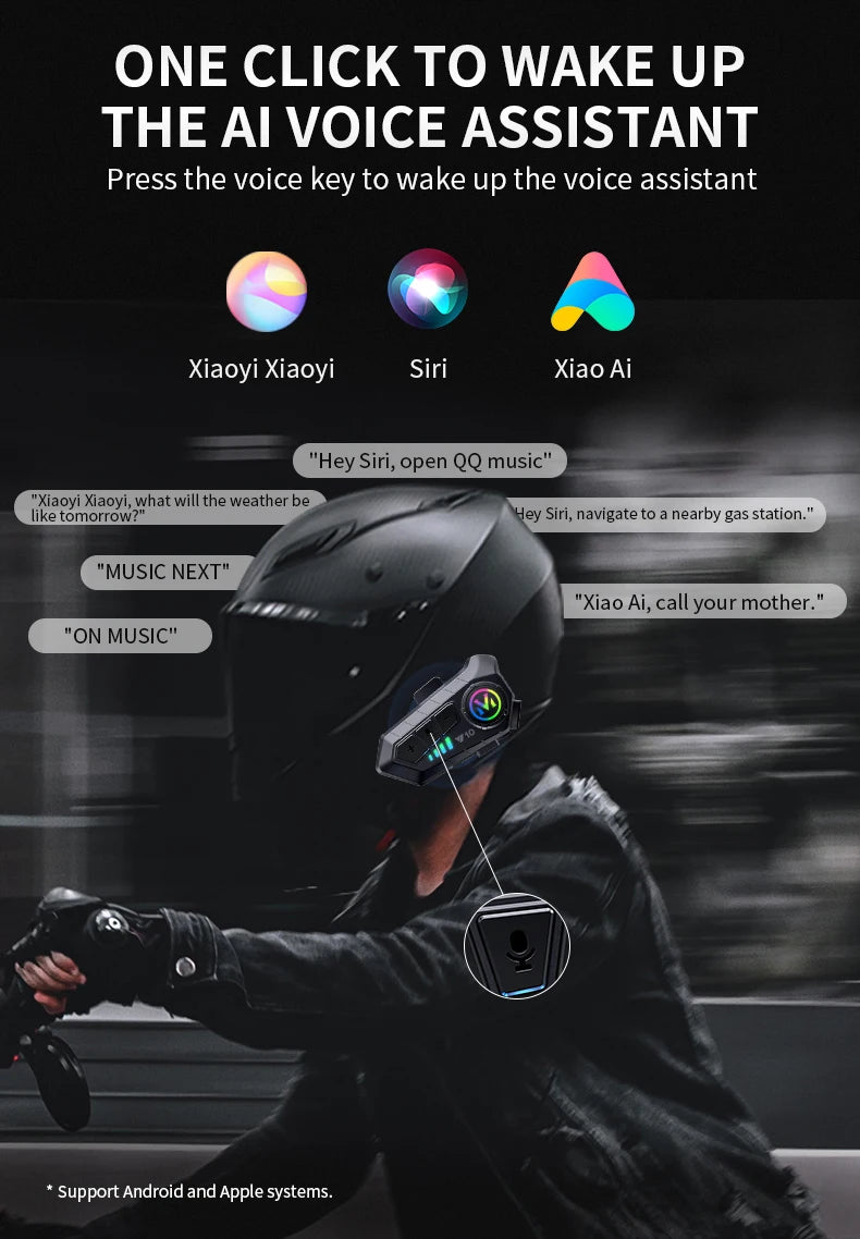 Wireless Bluetooth Motorcycle Helmet Headset with Noise Reduction