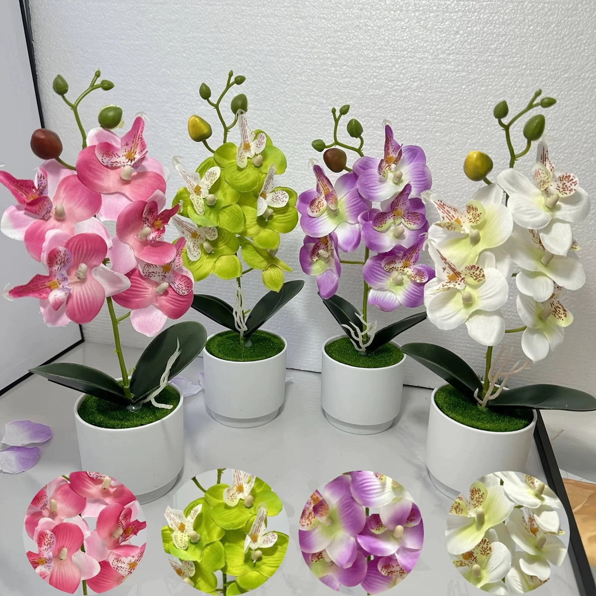 Artificial Orchid Flower Arrangement with Vase