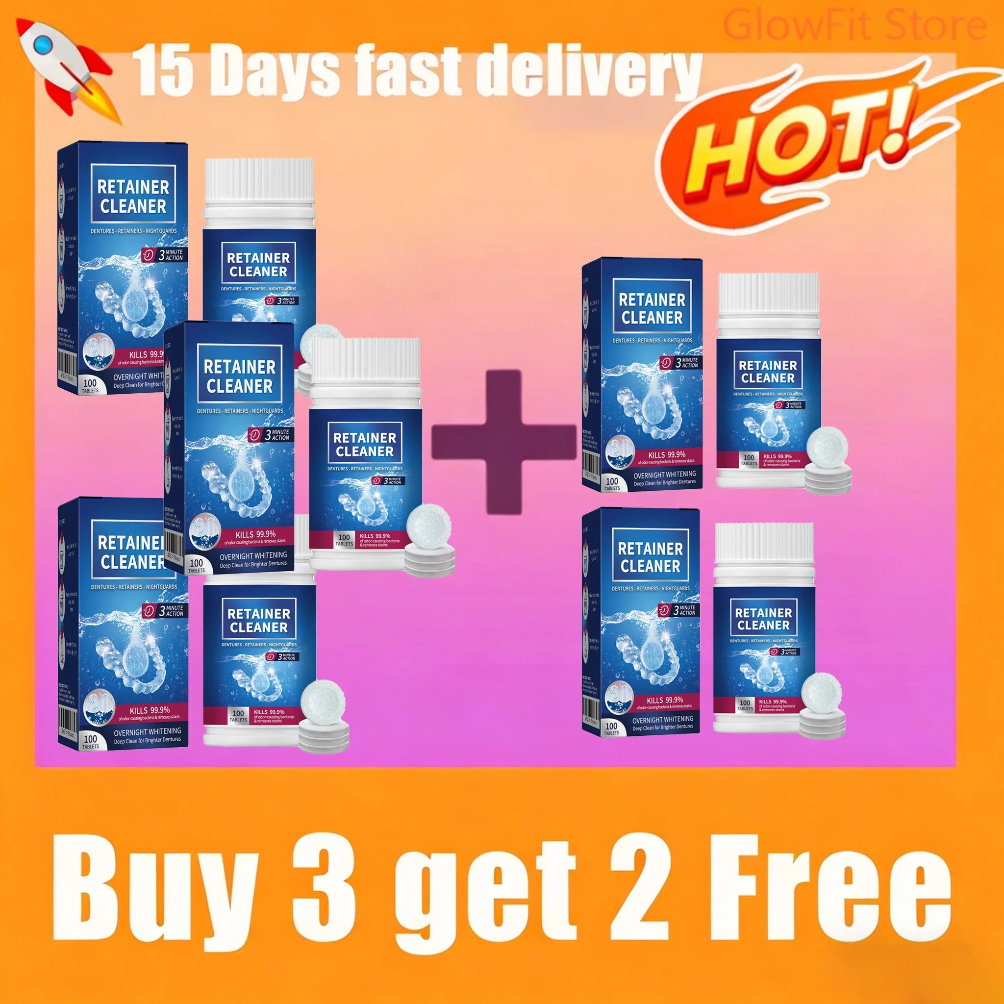 Denture and Retainer Cleaning Tablets for Deep Stain Removal - 9