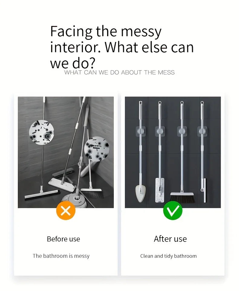 Adhesive Wall-Mounted Mop and Broom Holder