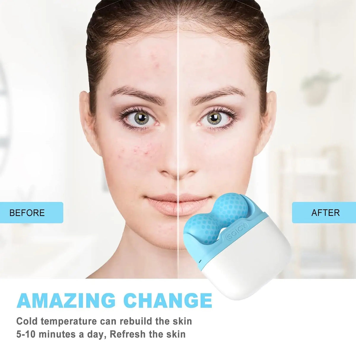 Double Ended Ice Roller for Face and Body Puffiness