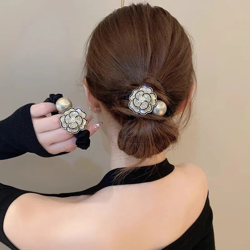Elegant Floral Rhinestone Hair Tie for Women - 2