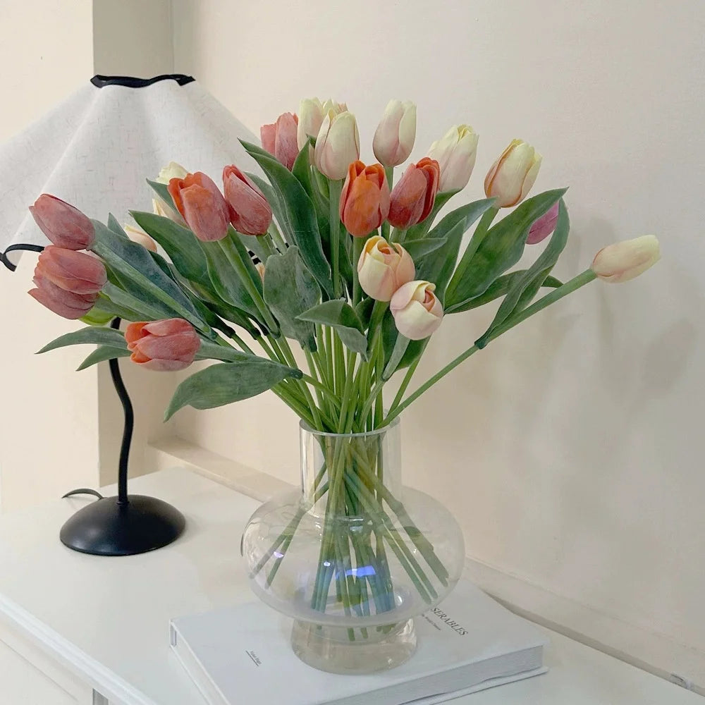 10Pcs Artificial Tulip Bouquet Realistic Faux Flowers for Home Decor - 5