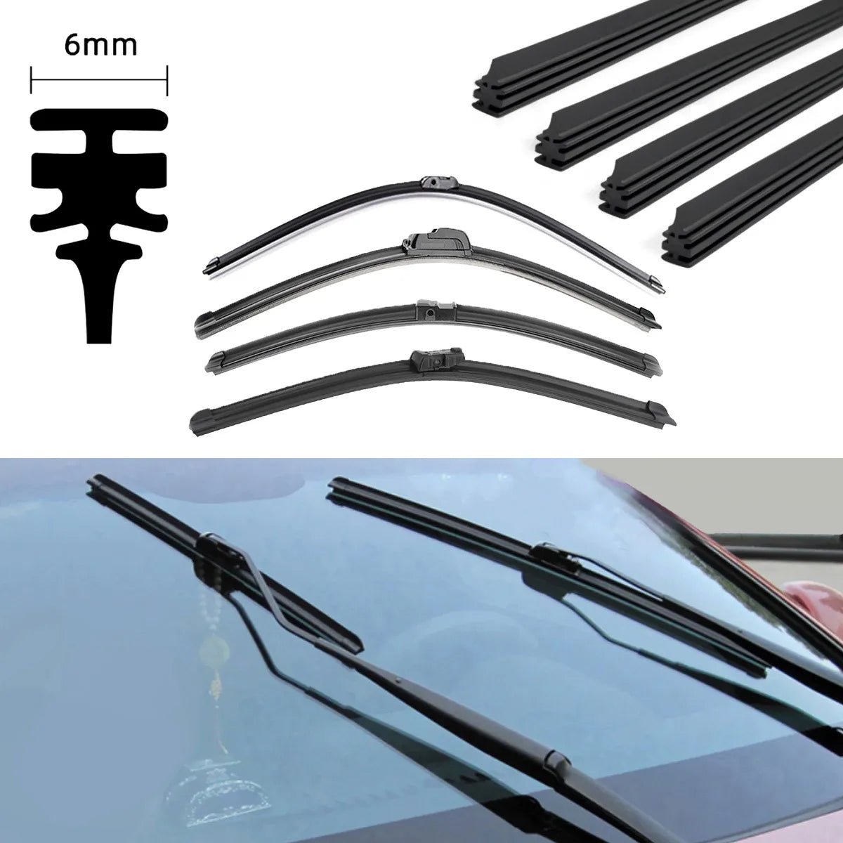 Universal Car Windshield Wiper Blade Rubber Refill Strip - 13