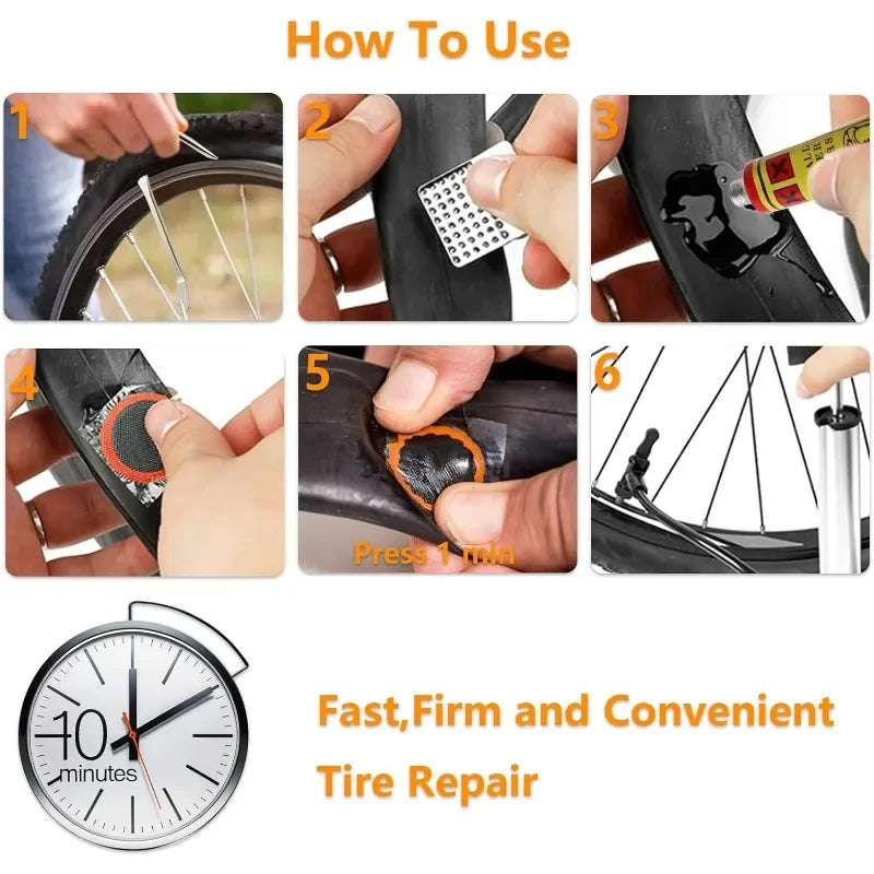 Portable Bike Tire Repair Kit for Road and Mountain Bikes