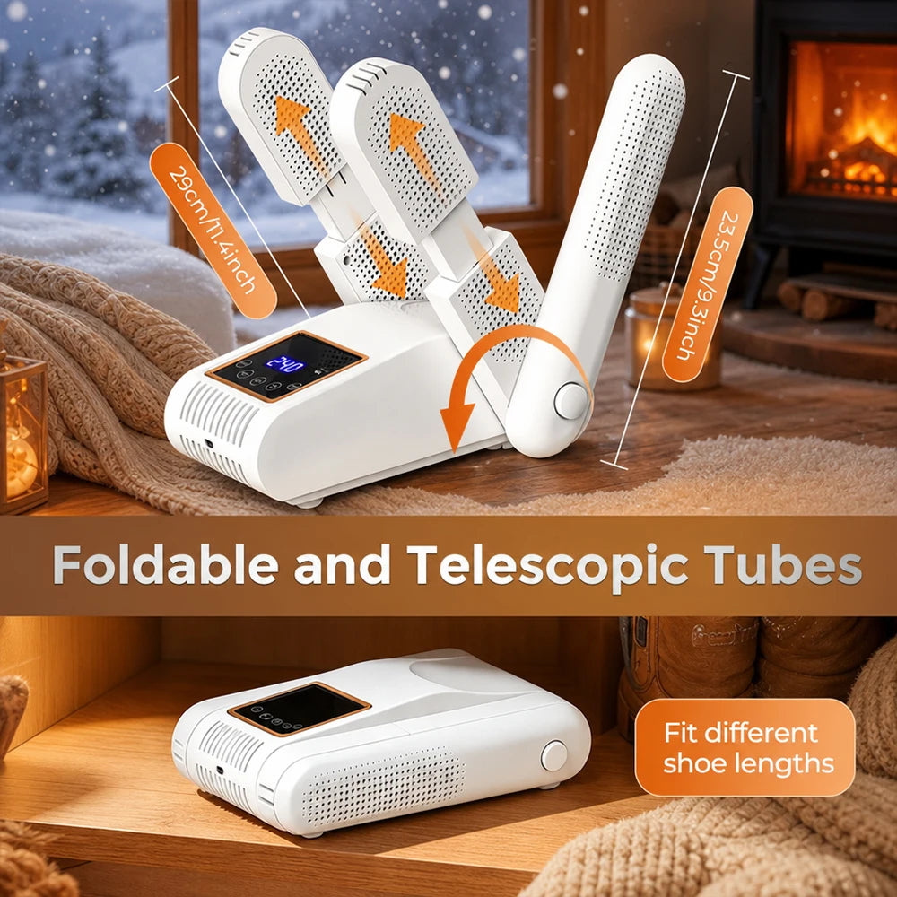 Foldable 4-Tube Shoe and Boot Dryer with UV Sterilization