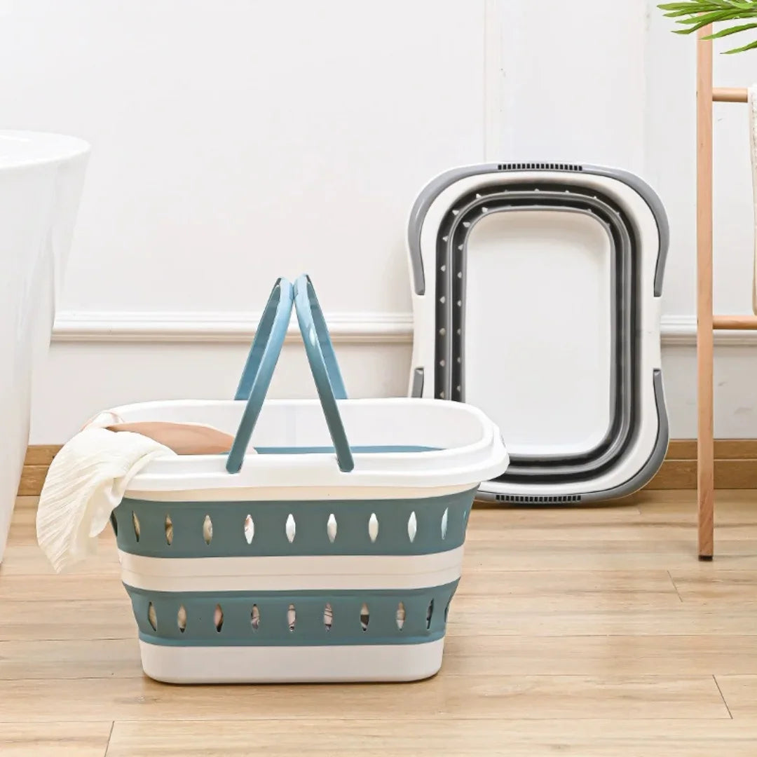 Collapsible Portable Storage Basket with Handles