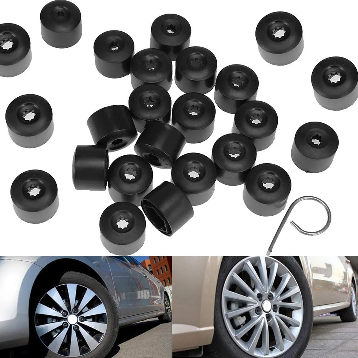 24PCS 17mm Car Wheel Nut Bolt Covers Hub Screw Protection Caps