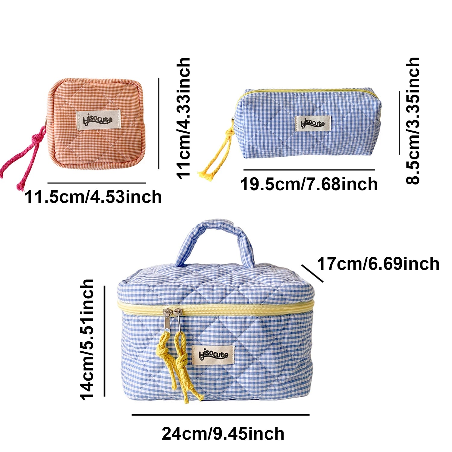 Portable Quilted Plaid Travel Makeup Bag - 6