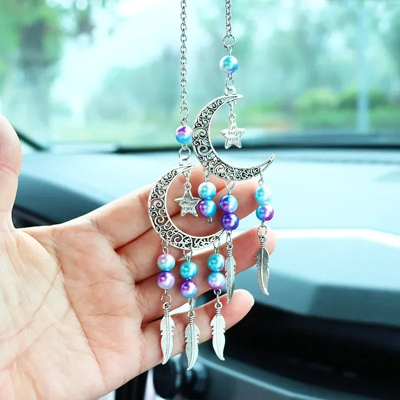 Dreamcatcher Moon and Star Rearview Mirror Car Pendant - 17