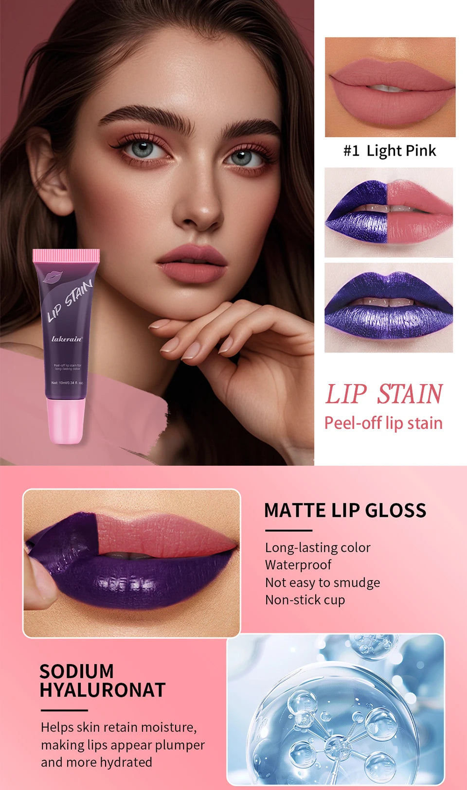 Waterproof Peel-Off Matte Liquid Lip Stain - 9