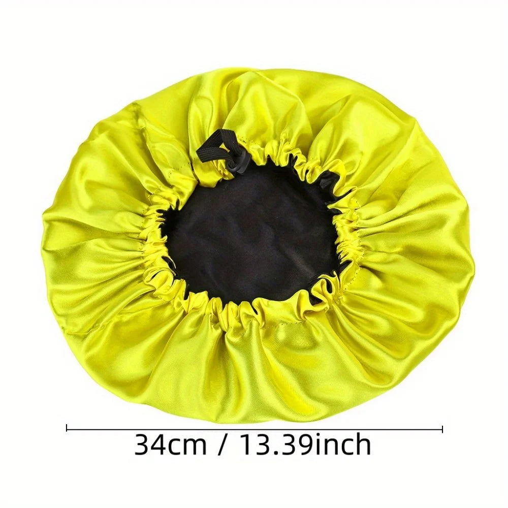 Double Layer Satin Sleep Bonnet Reversible Adjustable Hair Protection Cap