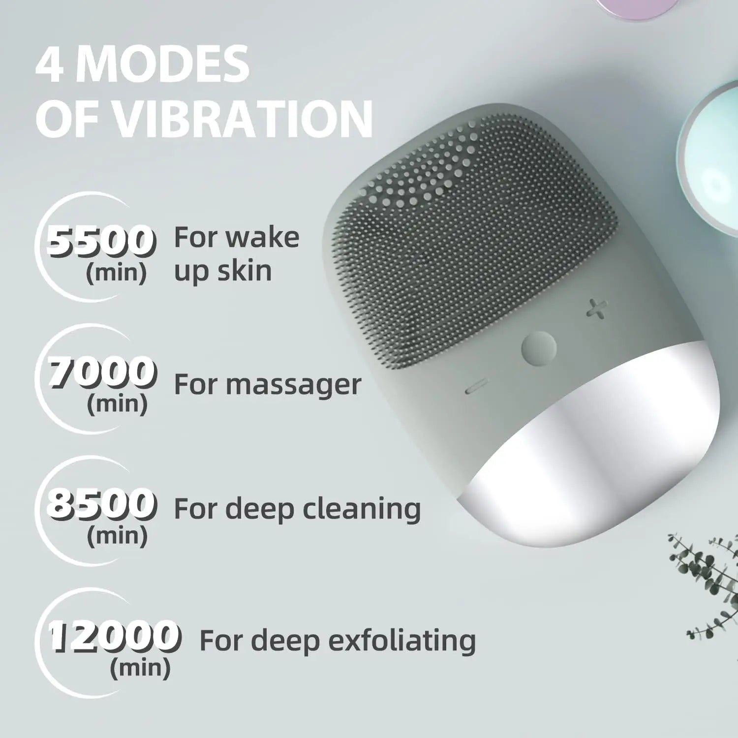 Electric Waterproof Silicone Facial Cleansing & Massage Brush - 3