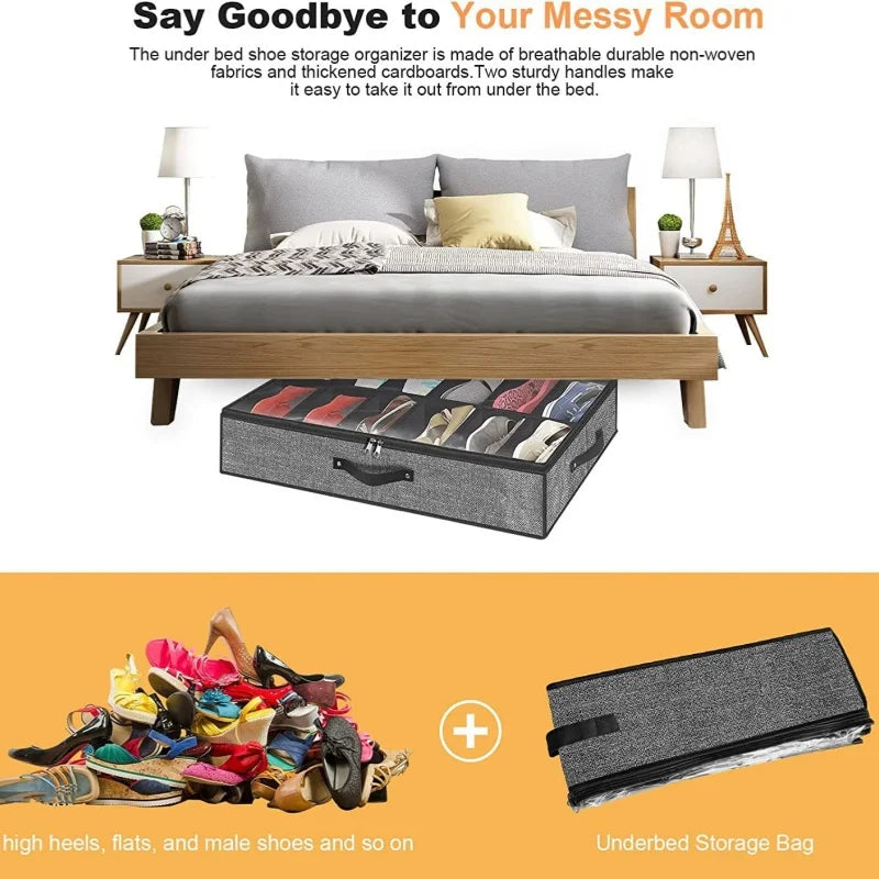 Under Bed Shoe Storage Organizer for 12 Pairs