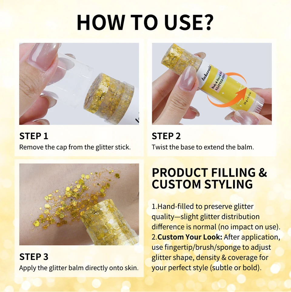 Waterproof Glitter Shimmer Stick for Face and Body - 15