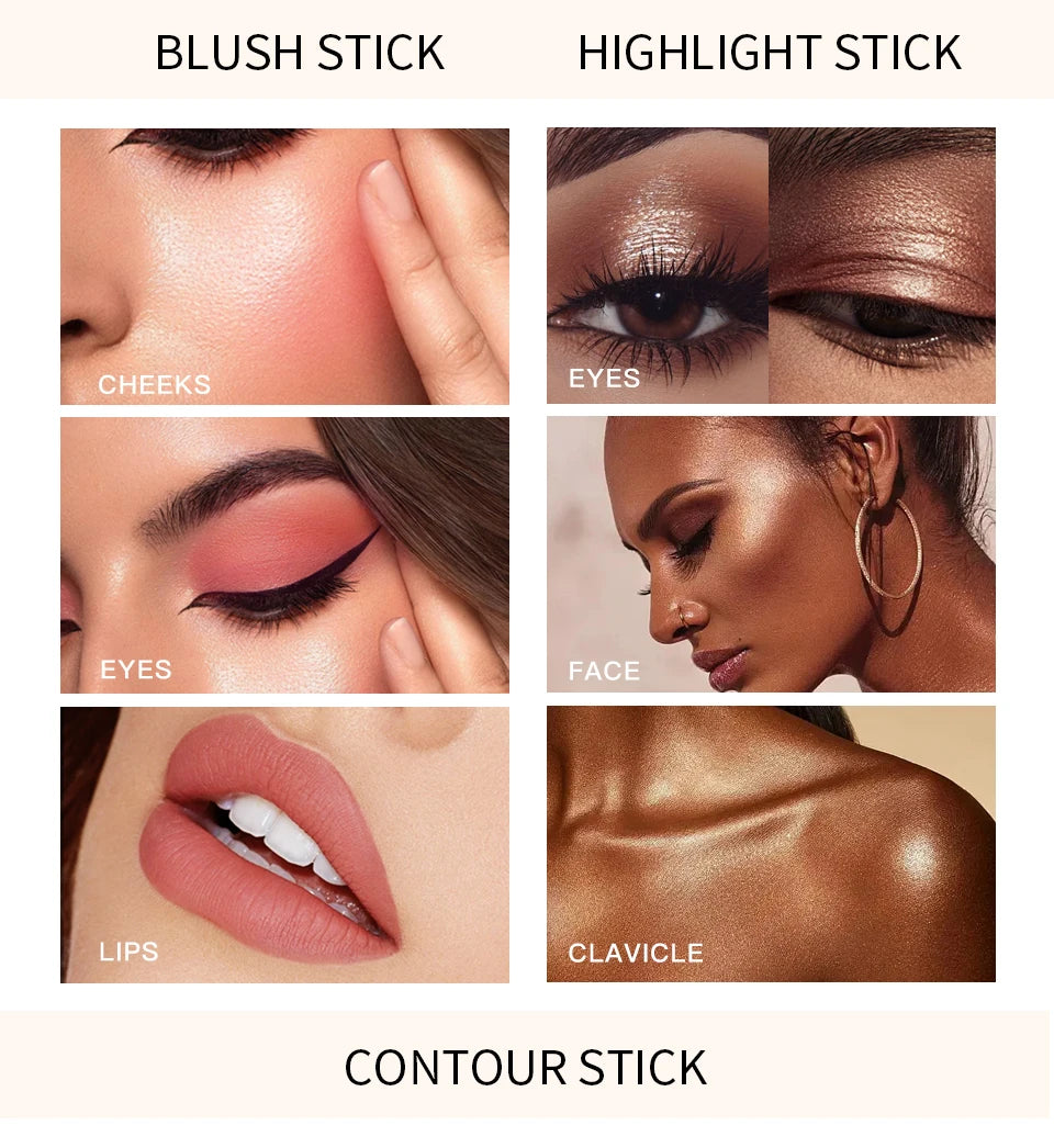 Liquid Face Contouring, Blush, and Highlighter Wand with Cushion Tip