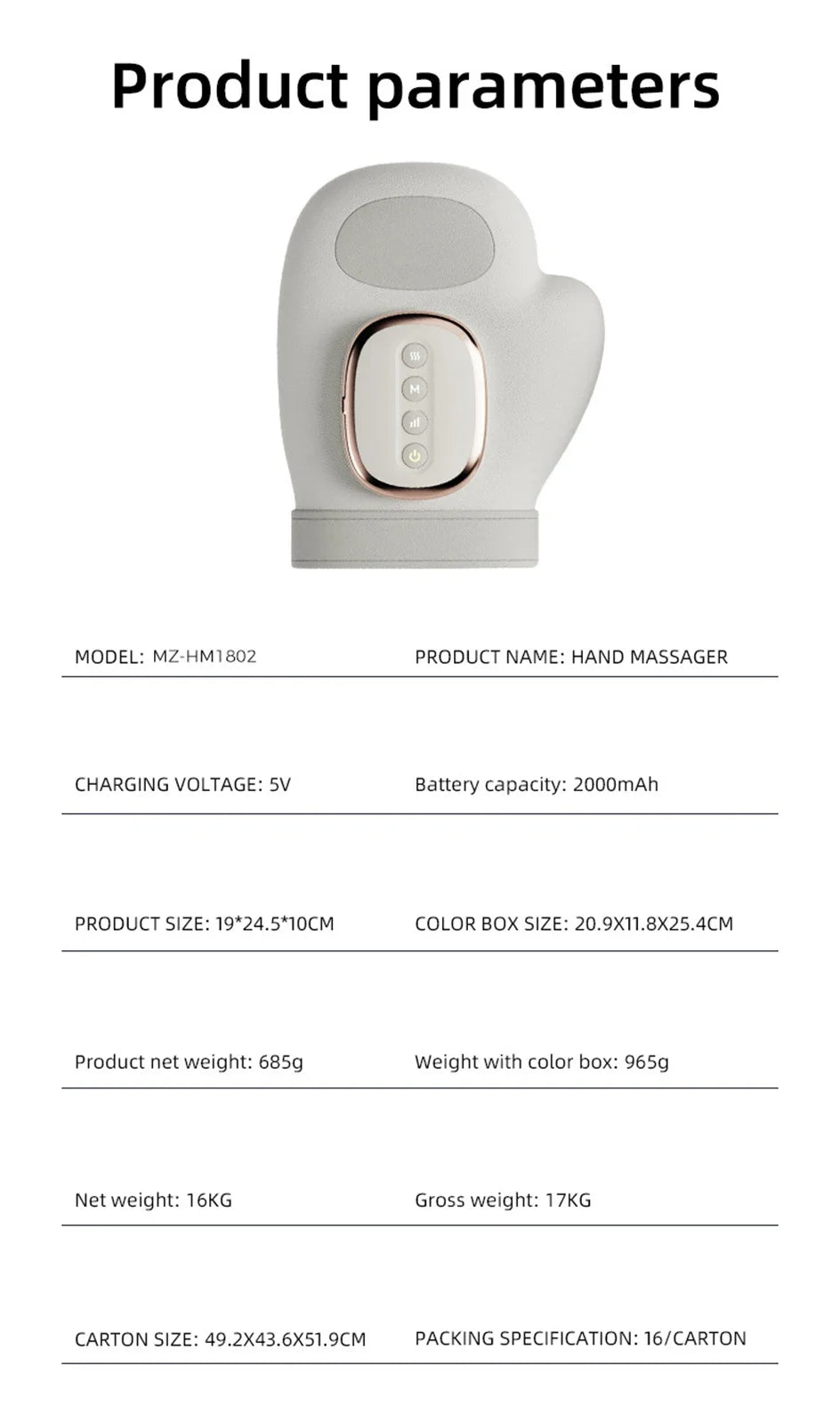 Electric Hand and Wrist Massager with Heat and Compression - 16