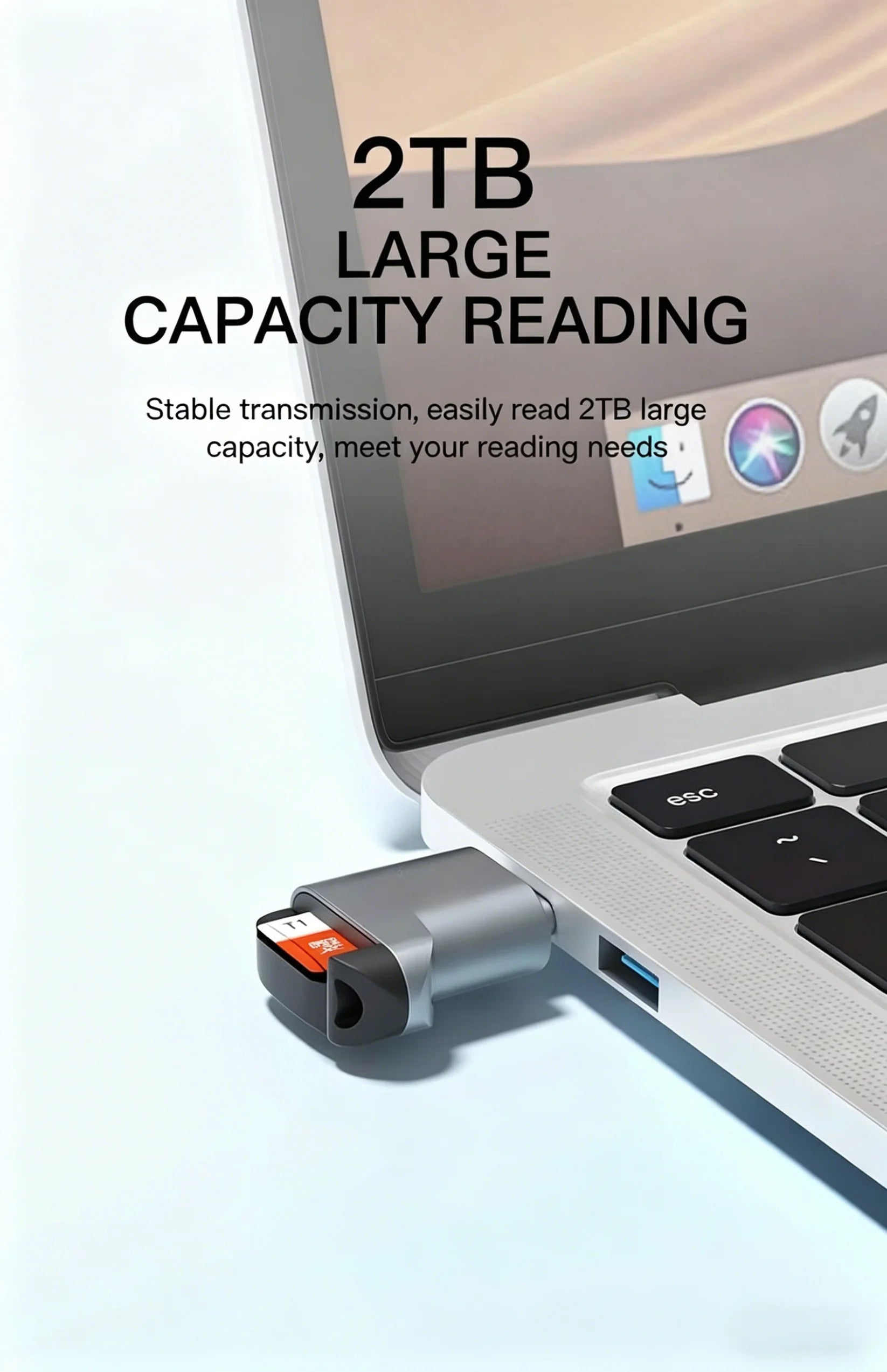Compact USB-C External TF Memory Card Reader for Smartphones and Laptops - 9