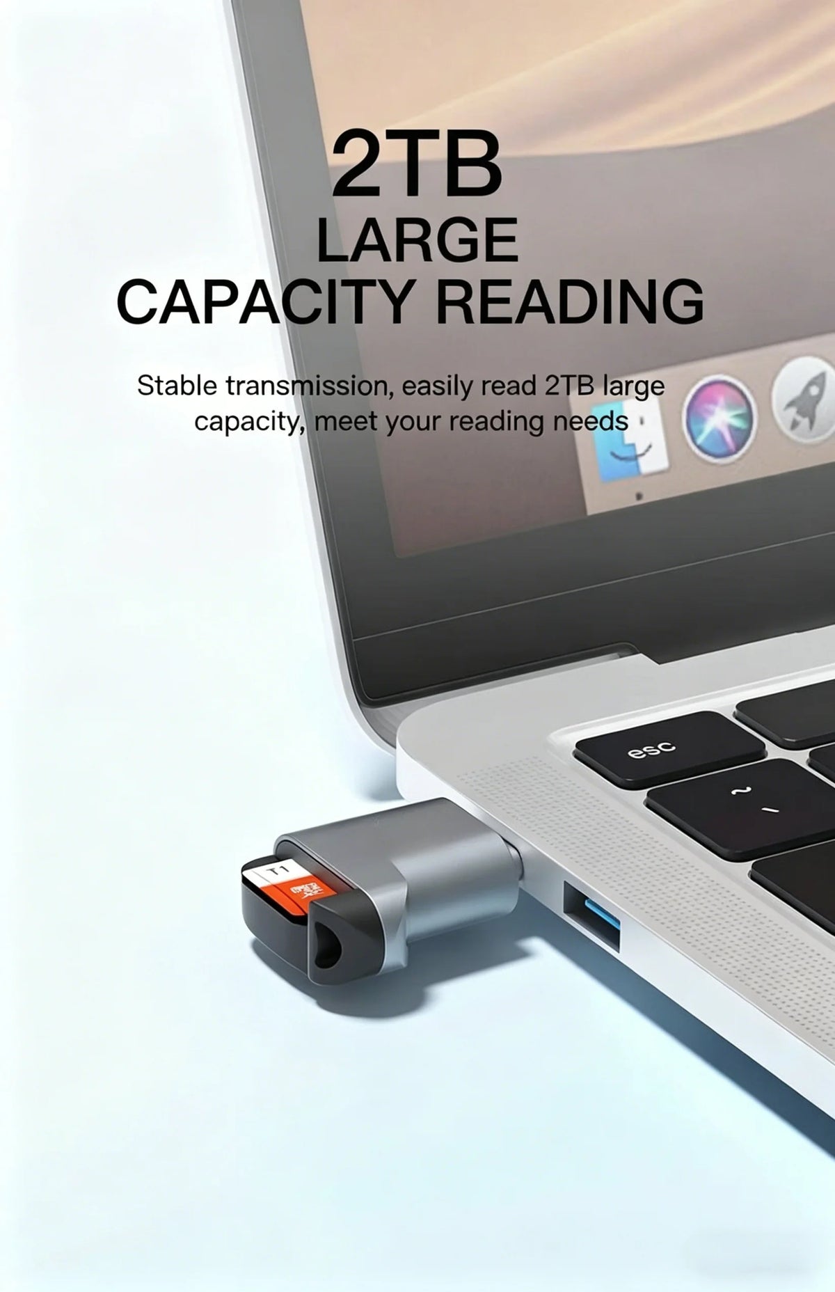 Compact USB-C External TF Memory Card Reader for Smartphones and Laptops