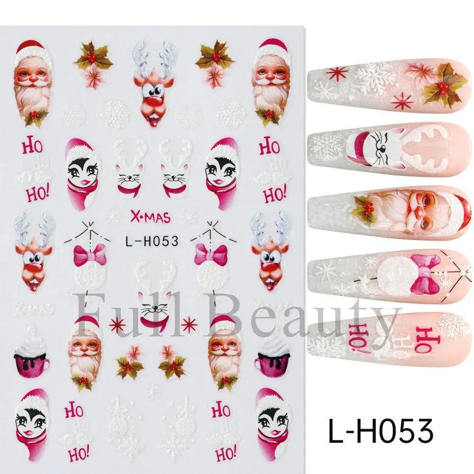 3D Christmas Cartoon Self-Adhesive Nail Art Decal Stickers - 53